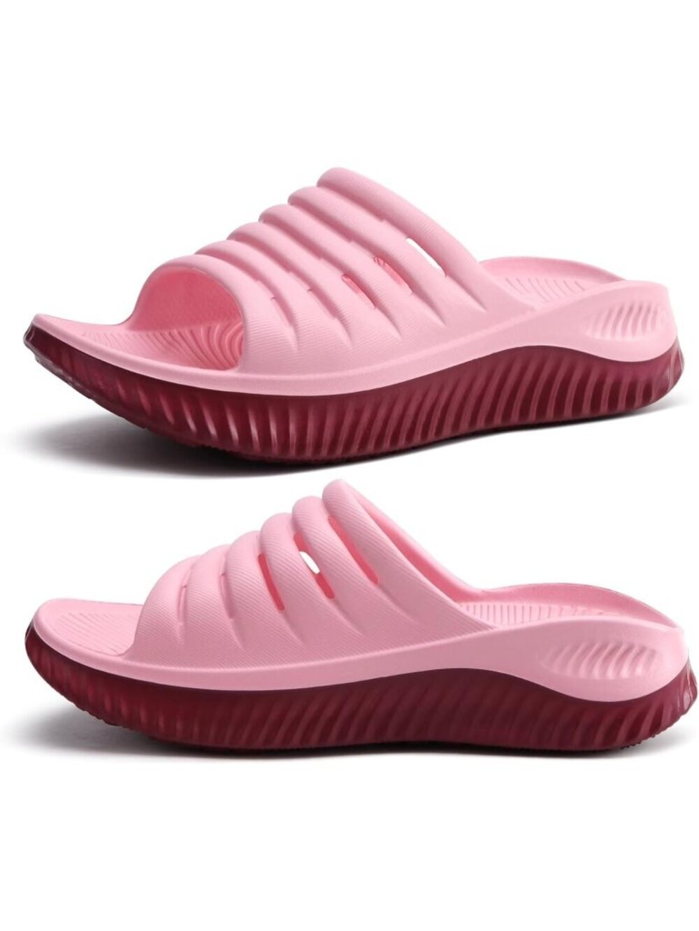 Women's Pink Wine Rubber Plantar Fascistic Support,Ladies Toe Sport Sandals